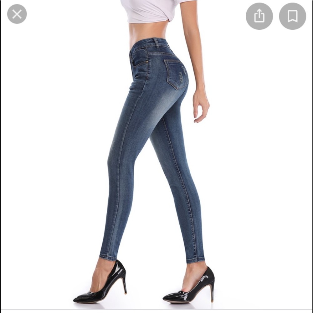 LYSHION Jeans for Women, Slim Pencil Denim Sexy Ripped Cut Jeans S